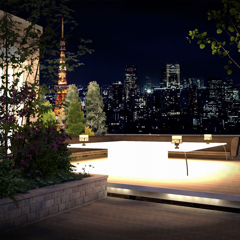屋上庭園の夜景　パース
