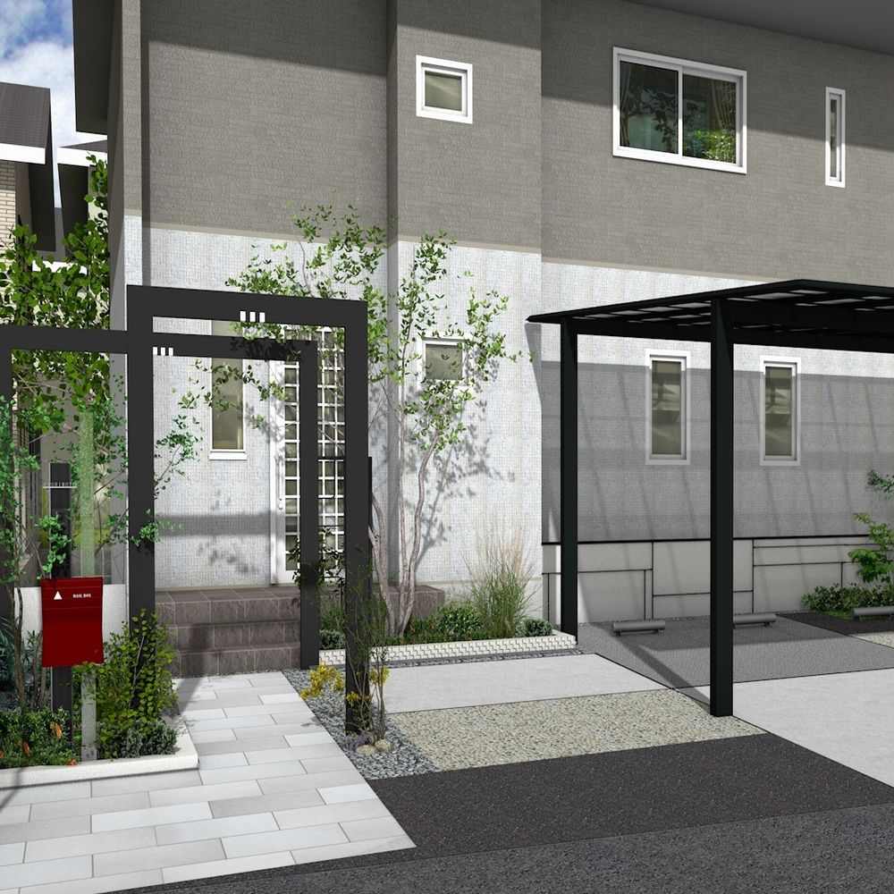 フレームをくぐるモダンエクステリア