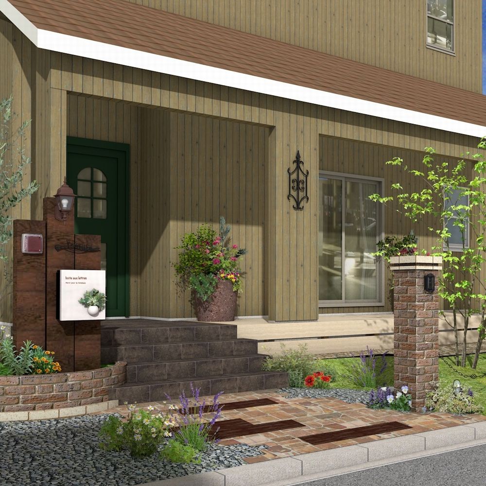 自然素材のフロントガーデン